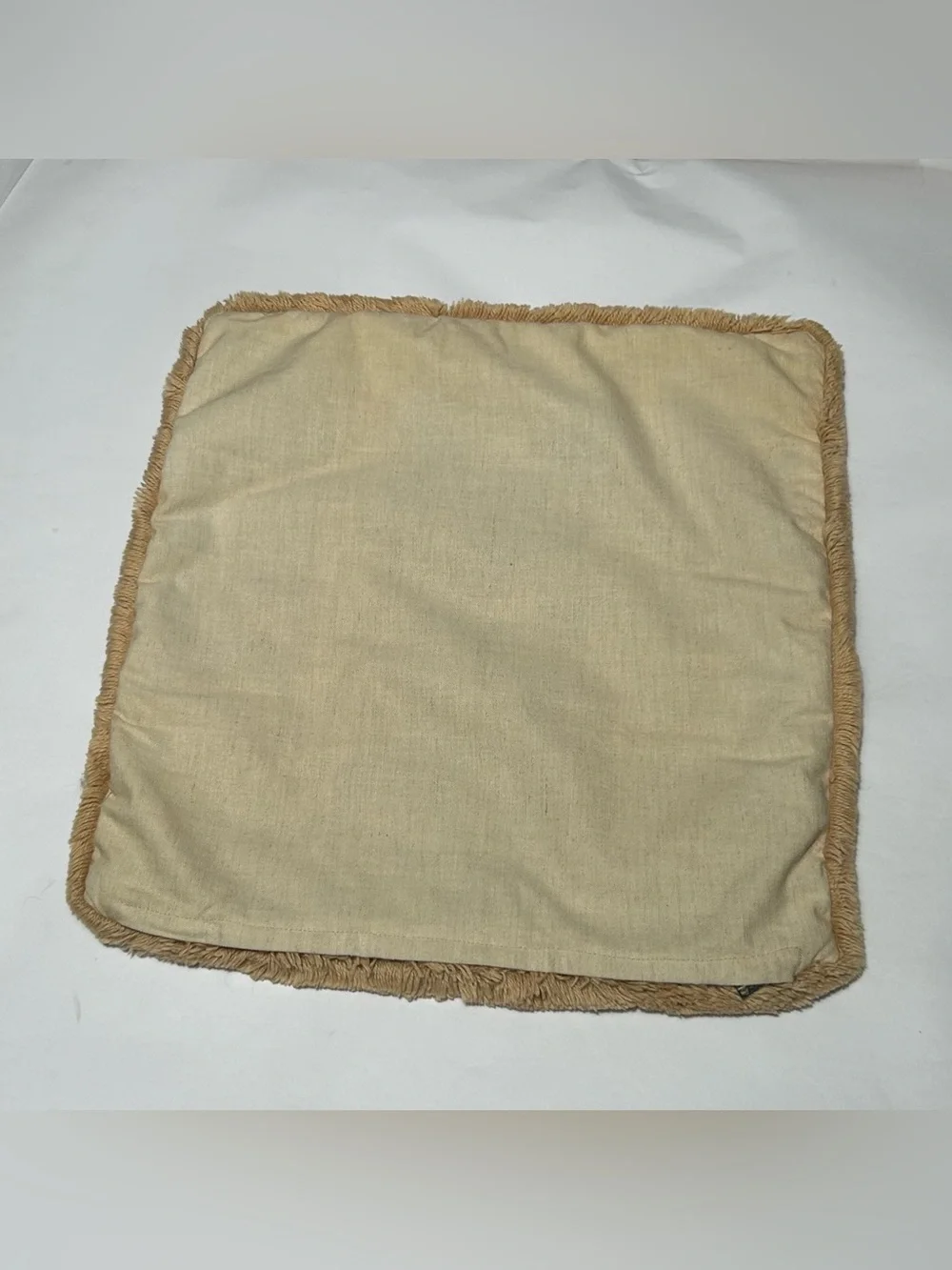 Vintage Crewel Embroidered Small Pillow Case 13X13 Fringe Square Home Decor